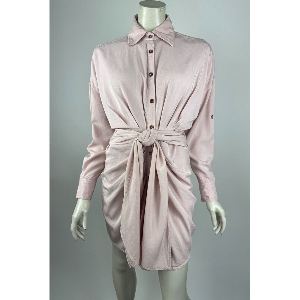 Mable Ruched Collared Tie Dress Women S Flaw* Long Sleeve Button-Up